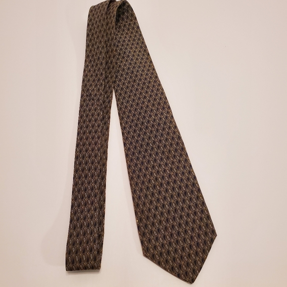 Salvatore Ferragamo Gray Green Geometric Silk Tie Made in Italy - Picture 4 of 7
